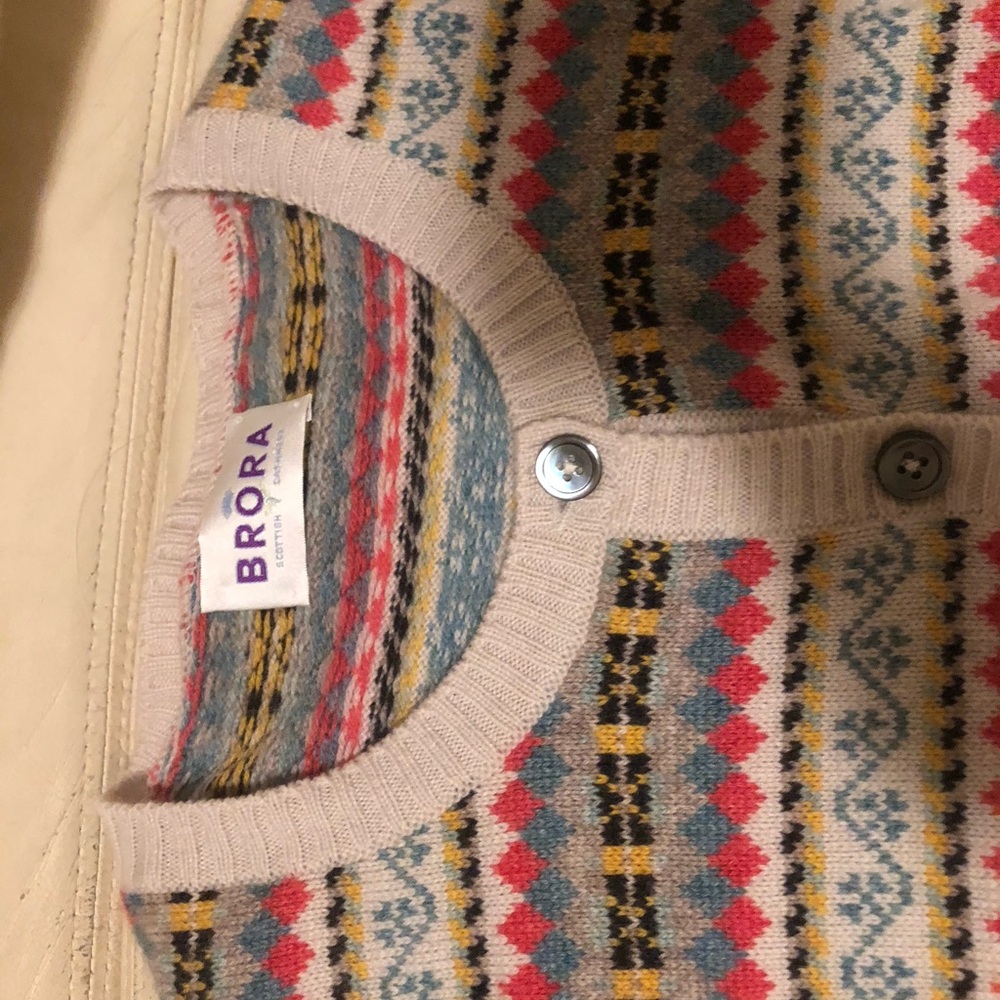 NWOT Brora fairisle cashmere cardigan